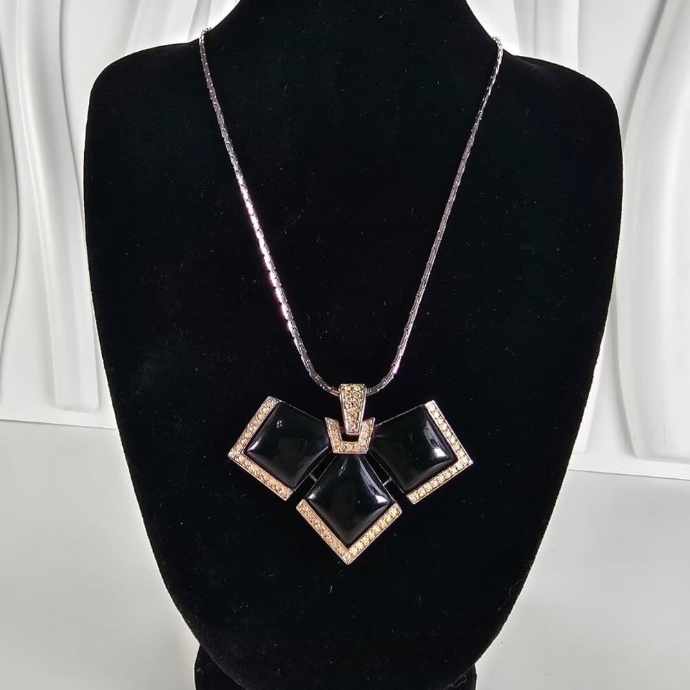 Givenchy Faux Onyx & Rhinestone Geometric Necklace